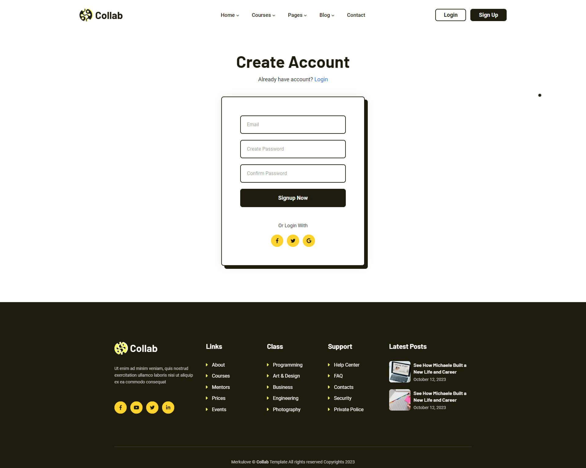 Signup Page